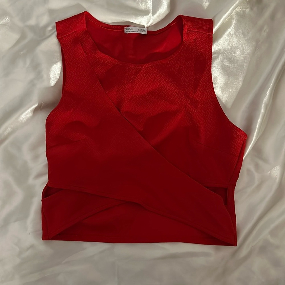 Zara criss-cross red top
